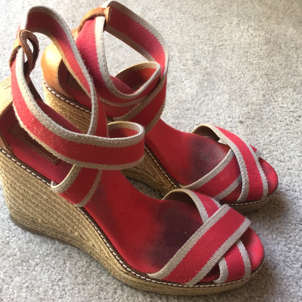 Tory Burch Adonis Red Espadrilles Wedges size 11